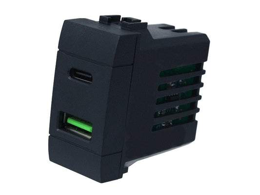 Modulo caricatore USB A + USB-C compatibile con BTicino Living Light e Living International - Modulo da incasso