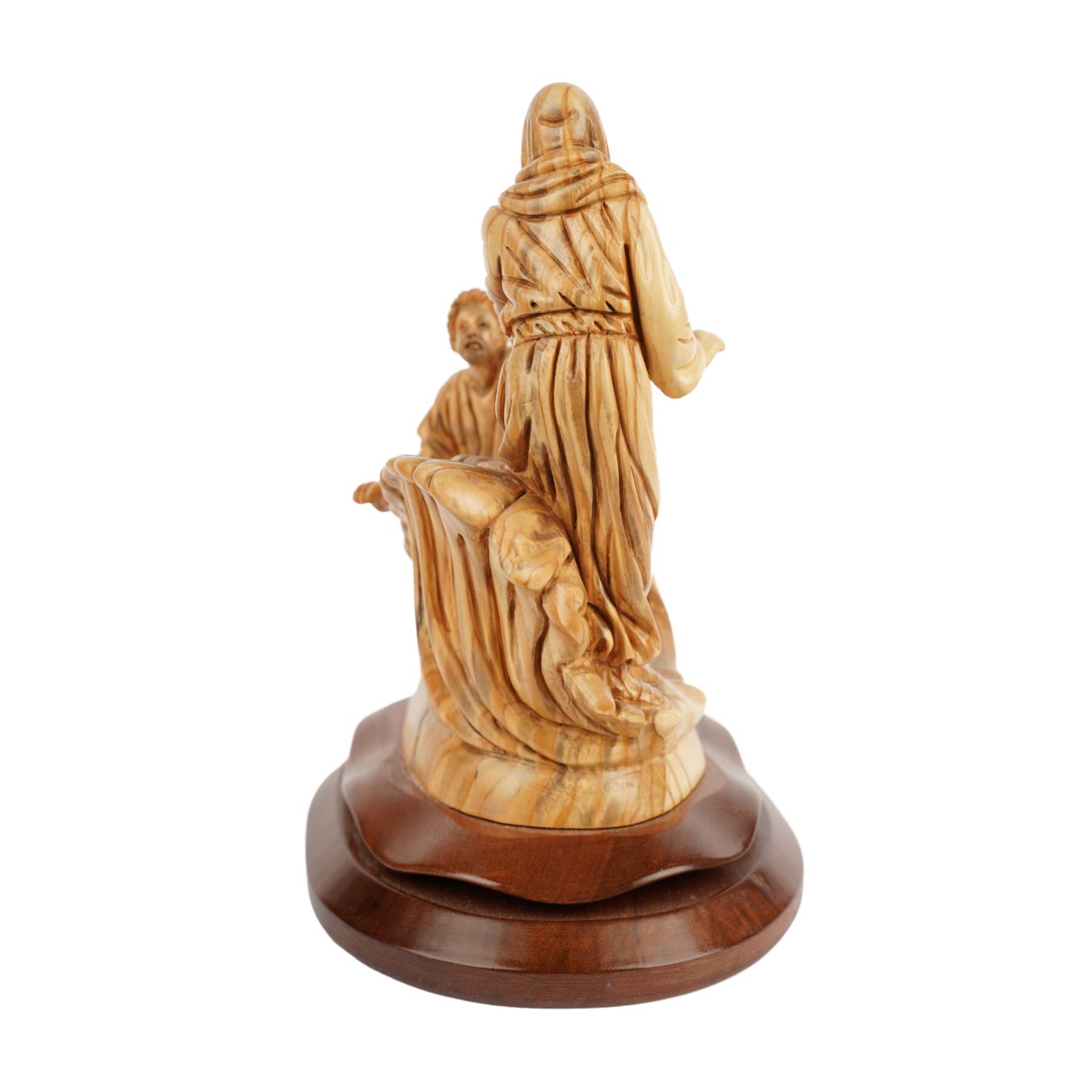 Hand-carved scene "Jesus saving Peter" – Exclusive olive wood sculpture from Bethlehem (23 cm)