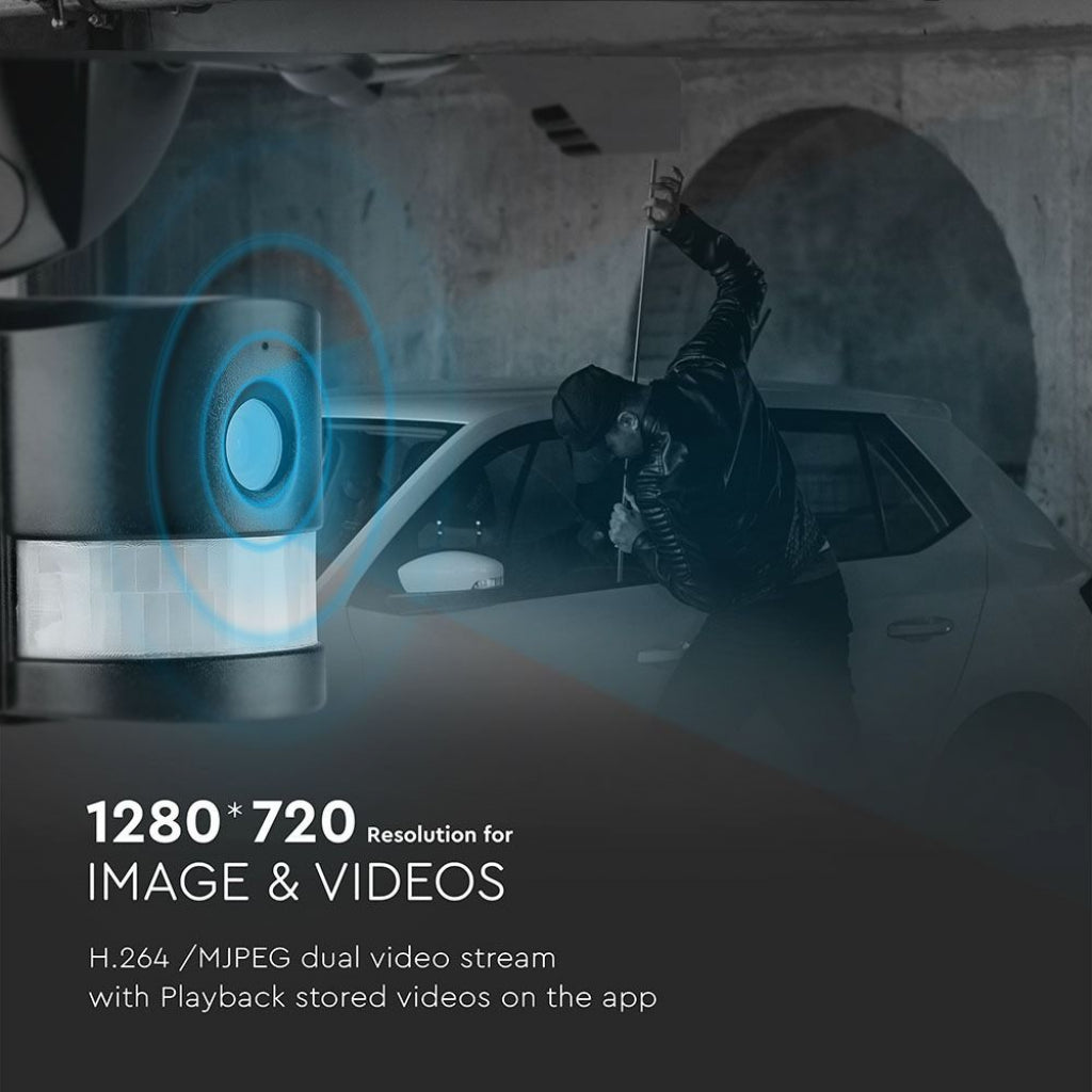 Faro LED 18W con sensore PIR e telecamera Wi-Fi 6000K IP44 Nero