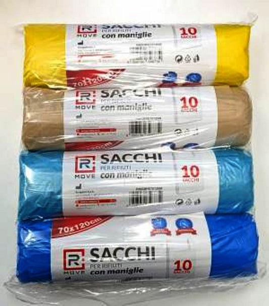 Sacchi per rifiuti 70x120 cm colori assortiti 40 pz