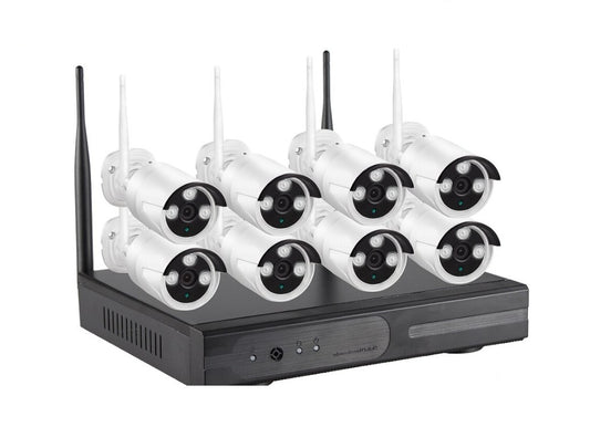 Kit videosorveglianza Wi-Fi 8 canali con NVR e 8 telecamere bullet 2MP IP66
