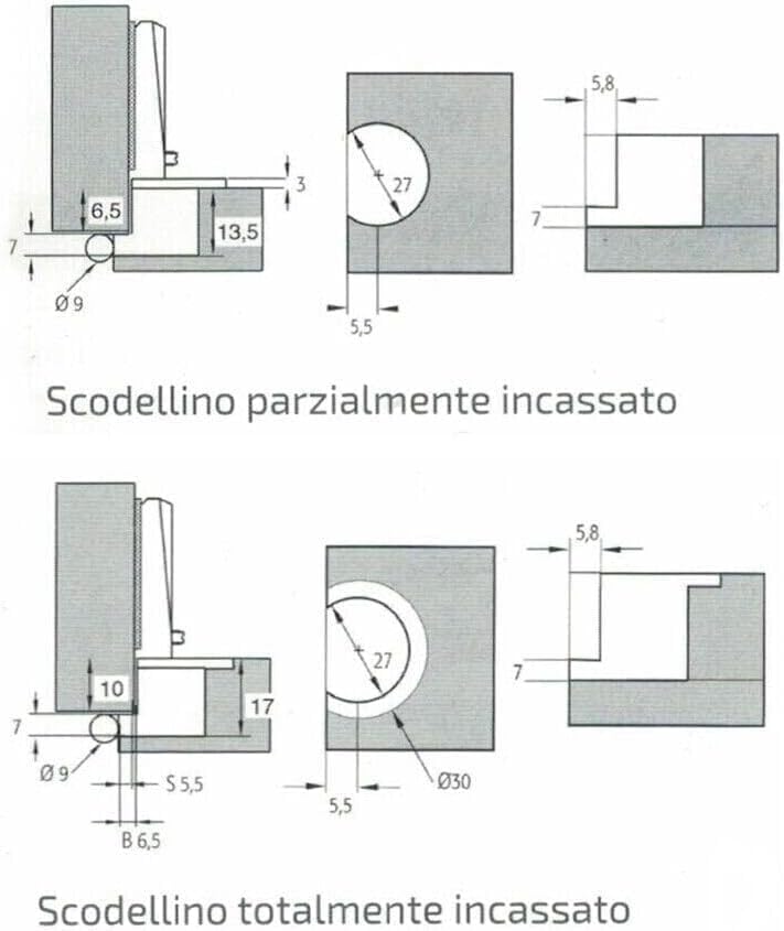 Cerniera anticata bronzata in lega metallica con scodellino Ø27 mm, basetta e piastra