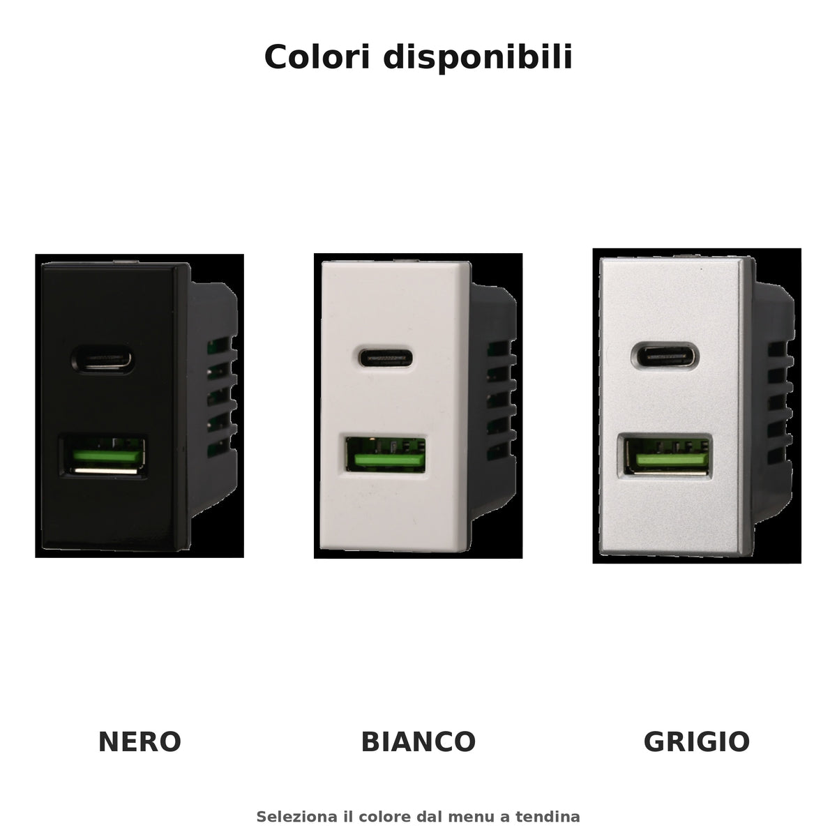Modulo caricatore USB A + USB-C 3,1A compatibile con BTicino Axolute - Modulo da incasso