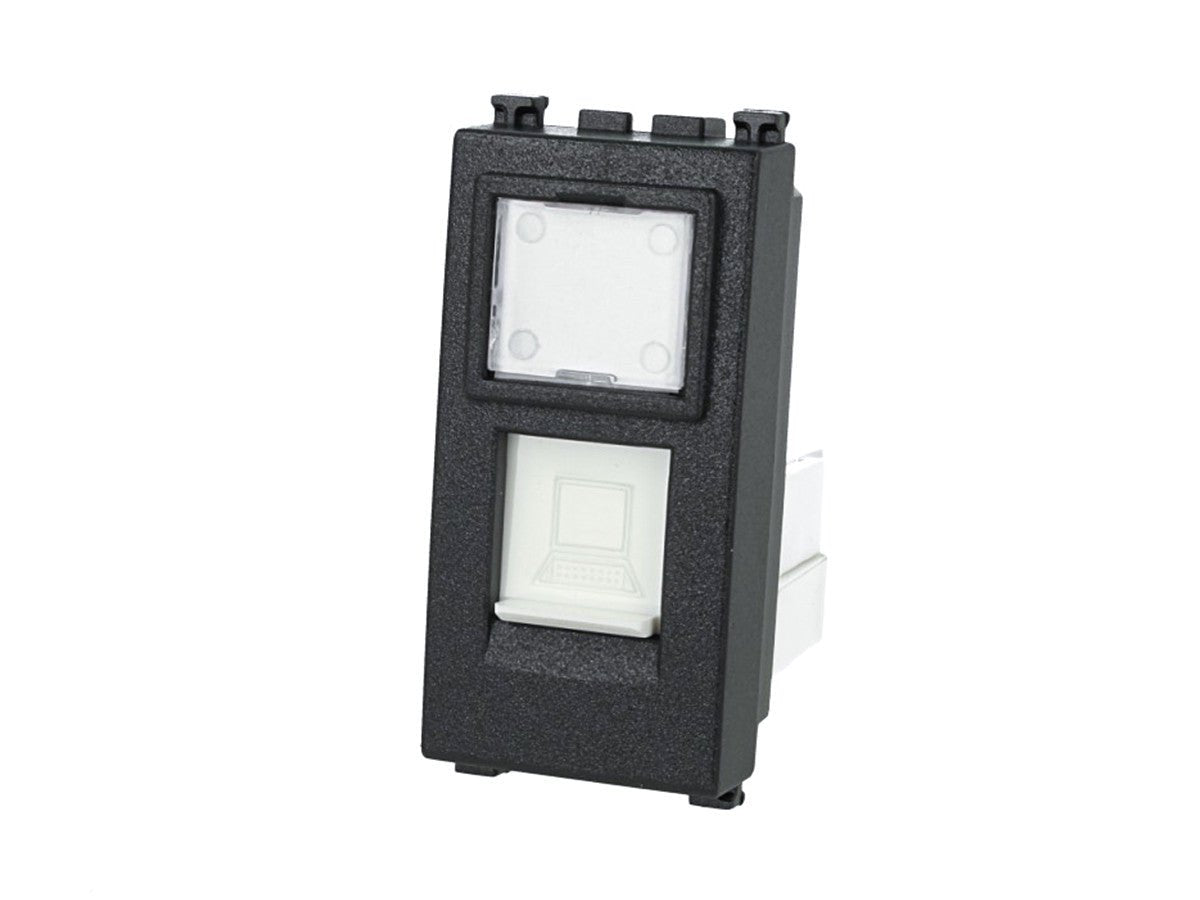 Presa dati RJ45 Cat 6 UTP compatibile con Vimar Arke - Nero - modulo da incasso per supporto e placca compatibile