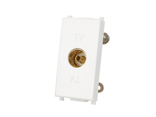 Presa TV tipo F femmina compatibile con Vimar Arke - Bianco - modulo da incasso per supporto e placca compatibile