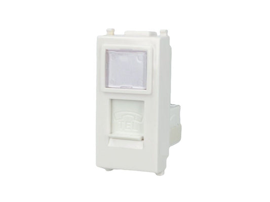 Presa telefonica RJ11 compatibile con Vimar Plana - Nero - modulo da incasso per supporto e placca compatibile