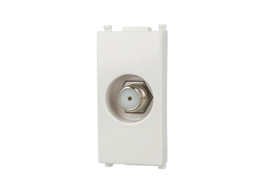 Presa TV SAT tipo F femmina compatibile con Vimar Plana - Bianco - modulo da incasso per supporto e placca compatibile