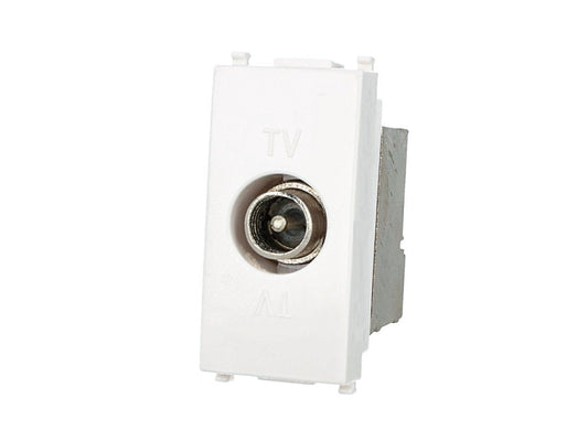 Presa TV terminale maschio compatibile con Vimar Plana - Bianco - modulo da incasso per supporto e placca compatibile