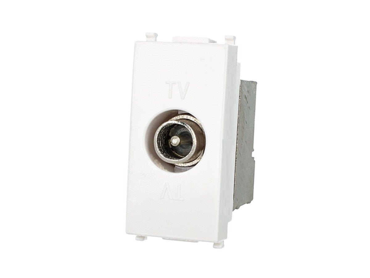 Presa TV terminale maschio compatibile con Vimar Arke - Bianco - modulo da incasso per supporto e placca compatibile