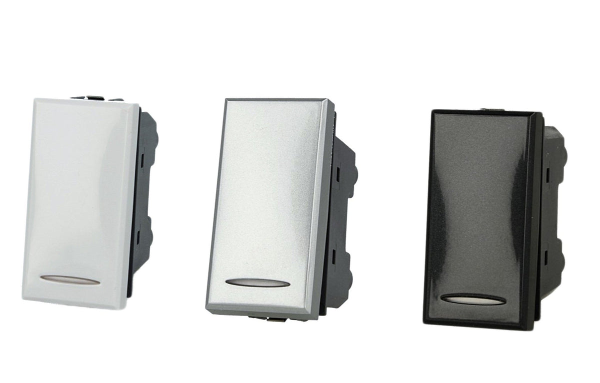 Deviatore unipolare 1P 16A compatibile con BTicino Axolute - modulo da incasso per supporto e placca compatibile