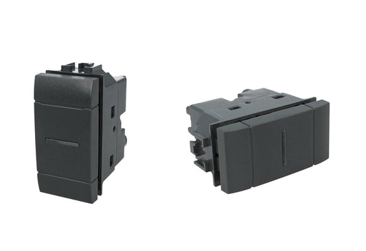 Deviatore assiale 1P 10A compatibile con BTicino Living Light e Living International - modulo da incasso per supporto e placca compatibile