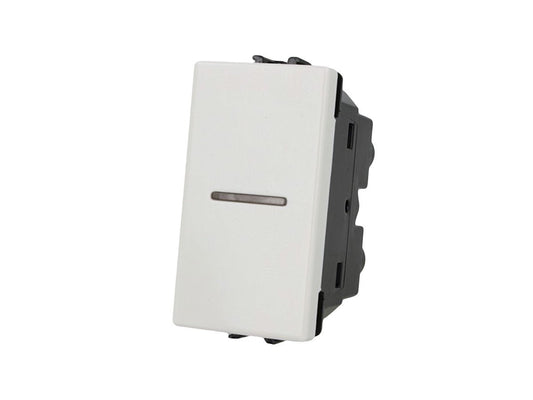 Deviatore assiale 1P 10A compatibile con BTicino Matix - modulo da incasso per supporto e placca compatibile