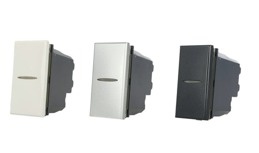 Interruttore assiale 1P 16A compatibile con BTicino Axolute - modulo da incasso per supporto e placca compatibile