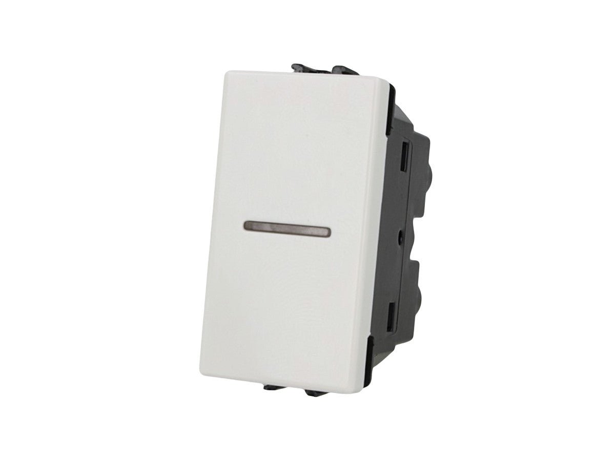 Interruttore assiale 1P 10A compatibile con BTicino Matix - modulo da incasso per supporto e placca compatibile