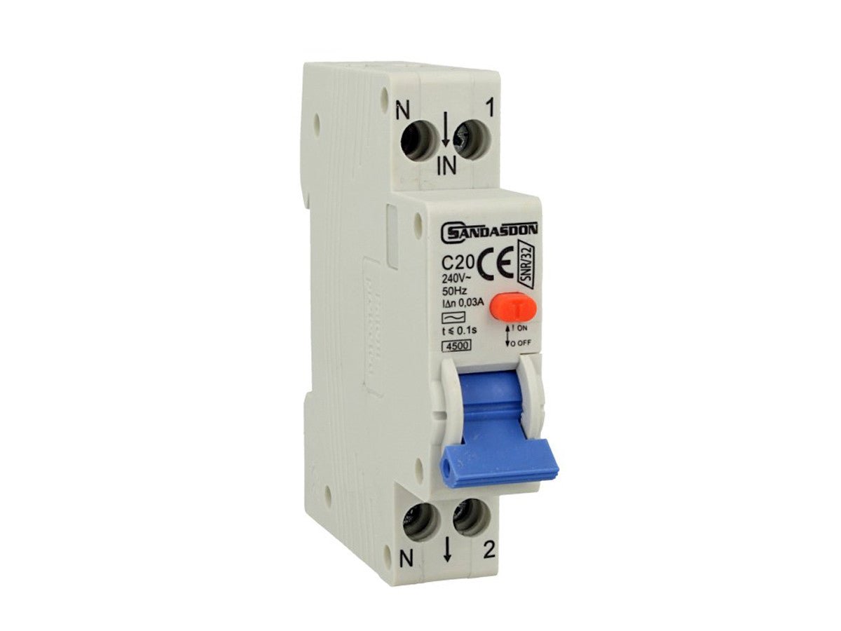 Interruttore magnetotermico differenziale 1P+N 32A C20 tipo AC - 1 modulo DIN