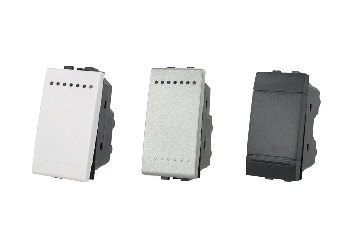 Invertitore unipolare 1P compatibile con BTicino Living Light e Living International - modulo da incasso per supporto e placca compatibile
