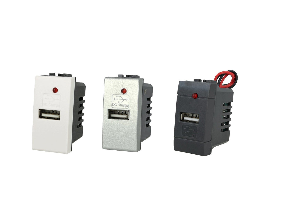 Modulo caricatore singolo USB Type-A compatibile con BTicino Living Light e Living International