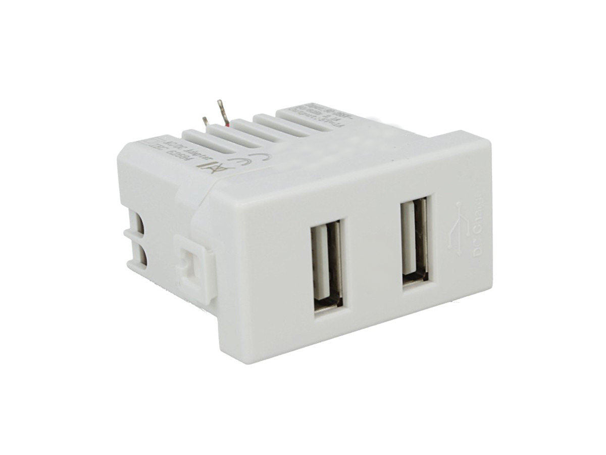 Modulo caricatore USB doppio 5V 2,1A compatibile con BTicino Matix - Modulo da incasso