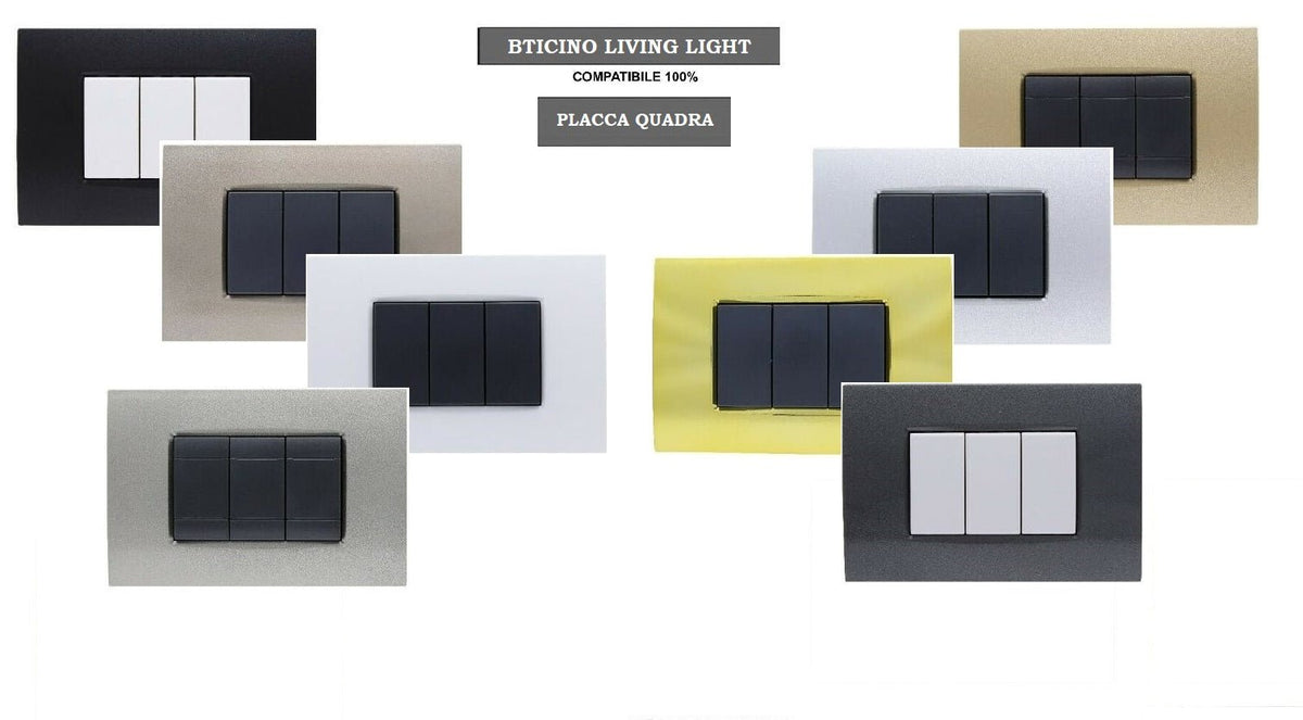 Placca Quadra tecnopolimero compatibile con BTicino Living Light - Cornice frontale da incasso - BTicino Living Light