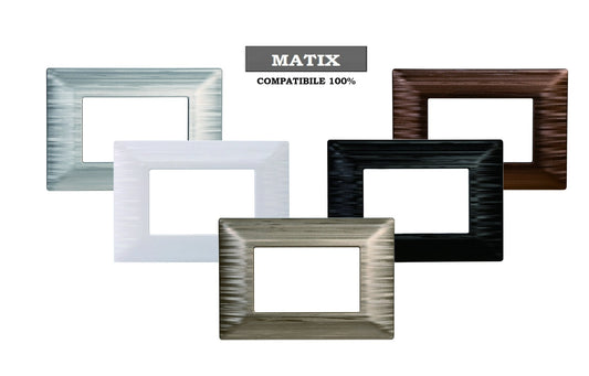 Placca Solar in metallo satinato compatibile con BTicino Matix - Cornice frontale da incasso