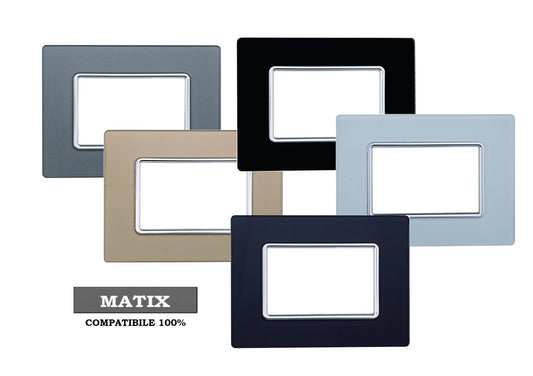 Placca Solar in vetro lucido compatibile con BTicino Matix - Cornice frontale da incasso