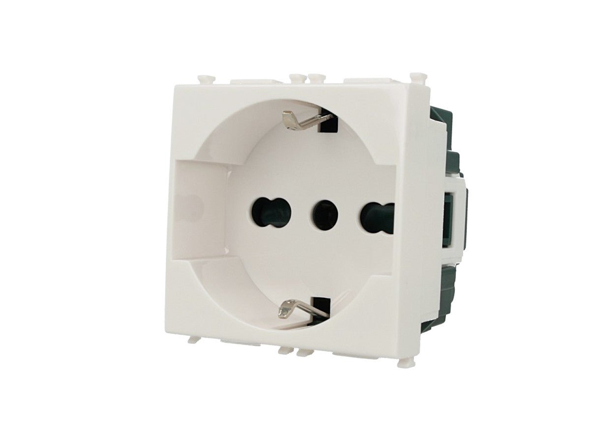 Presa Schuko 2P+T 16A compatibile con Vimar Plana - Bianco - Modulo da incasso