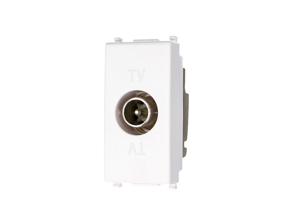 Presa TV passante maschio compatibile con Vimar Plana - Bianco - modulo da incasso per supporto e placca compatibile