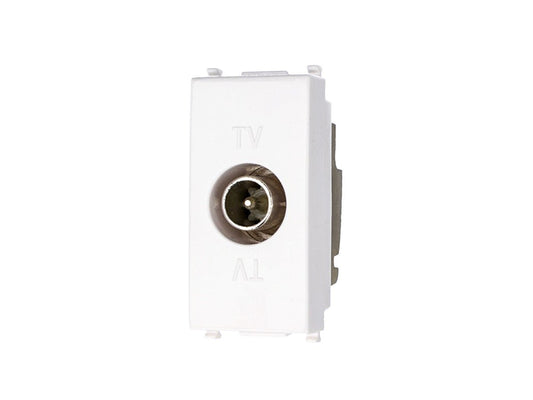 Presa TV passante maschio compatibile con Vimar Plana - Bianco - modulo da incasso per supporto e placca compatibile