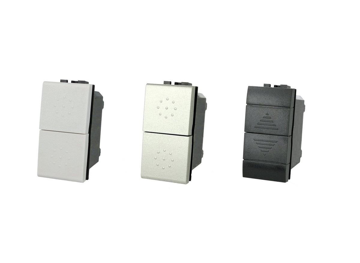Pulsante doppio saliscendi 1P+1P 16A compatibile con BTicino Living Light e Living International - modulo da incasso per supporto e placca compatibile