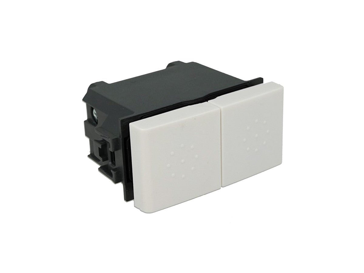 Pulsante doppio interbloccato saliscendi compatibile con BTicino Living Light e Living International - modulo da incasso per supporto e placca compatibile