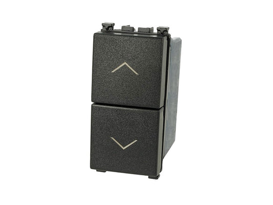 Pulsante doppio saliscendi 1P+1P 16A compatibile con Vimar Arke Nero - modulo da incasso per supporto e placca compatibile