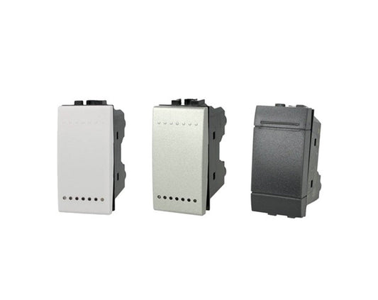 Pulsante NO 1P 16A compatibile con BTicino Living Light e Living International - modulo da incasso per supporto e placca compatibile