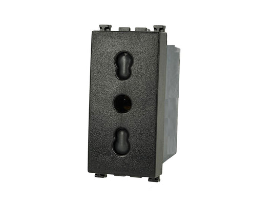 Presa bipasso 2P+T 10/16A compatibile con Vimar Arke - Nero - Modulo da incasso